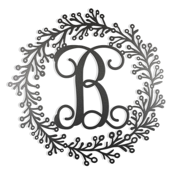Steel Holiday Wreath Monogram